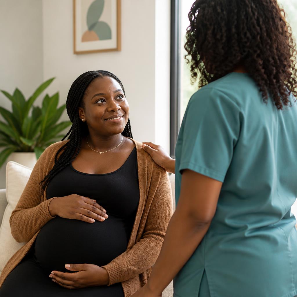 Midwife supporting an expectant mother
